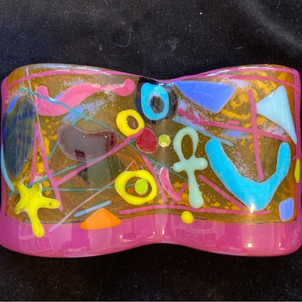 Mermaids Heart”Handmade Fused Art Glass Wave Original 10” X 4.5”Freestanding